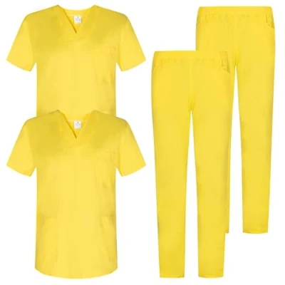 Immagine di MISEMIYA Pack * 2 PCS Uniforme Medica con Maglia e Pantaloni Uniformi Mediche Camice sanitarie Ref.2 8178 Small, Giallo