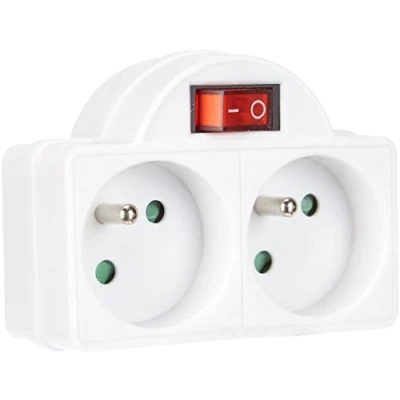 Immagine di Electraline 531192 Adattatore spina multipresa con interruttore, 2 prese 16A, colore: Bianco
