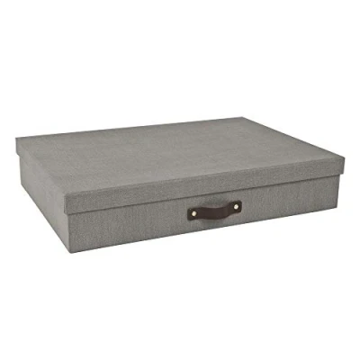 Immagine di Bigso Box of Sweden portadocumenti scrivania per fogli formato A3 ufficio con coperchio e maniglia Organizer in fibra di legno carta grigio