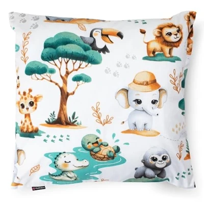 Immagine di PinkZebra federa per cuscino bambini, 40 x cm, in 100% cotone, ragazzo, Oeko Tex Standard 100, bambini con chiusura lampo, Safari 2