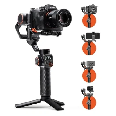 Immagine di Hohem iSteady MT2, Stabilizzatore per Fotocamera Mirrorless d&#039;azione Smartphone, 3 assi, 17 ore di durata della batteria, schermo OLED, carico utile 1.2kg, 653g