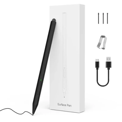 Immagine di MoKo Penna Stilo per Surface, Ricaricabile Microsoft Surface Pro 7/8/9/X/6/5/4/3, Digitale Pro/Book/Laptop/Go/Studio, 4096 Livelli di Pressione, Palm Rejection, Nero