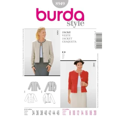 Immagine di Burda B8949 Cartamodello per Giacca, 19 x 13 cm