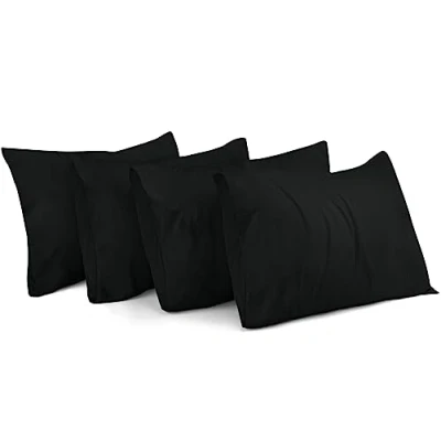 Immagine di Utopia Bedding federa cuscino set de 4 Copricuscino in morbida microfibra spazzolata con chiusura a busta (Nero, 50 x 80 cm)