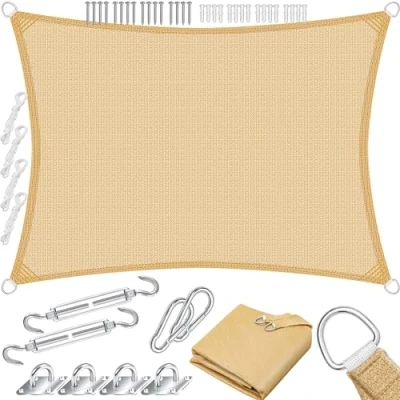 Immagine di KESSER® Tenda a vela, parasole, paravento Tessuto HDPE idrorepellente e antivento, robusto stabile per ombreggiare il giardino, balcone o terrazzo, Crema, 3x5m