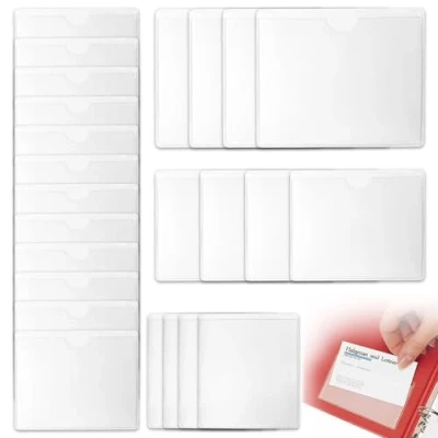 Immagine di 24 Pezzi 4 Misure Buste Adesive Trasparente, Porta Biglietti Auto Parabrezza, Tasca per Schede Autoadesive,Tasche Autoadesive Schede, Trasparente Auto, Distintivi, Parabrezza