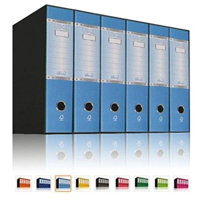 Immagine di LogicaShop UBOX 6 Raccoglitori ad anelli a4 Dorso 8 con Meccanismo a Leva Formato Commerciale (Azzurro)