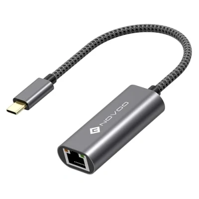 Immagine di NOVOO Adattatore Ethernet USB C Gigabit in Alluminio 1000Mbps, a Lan Thunderbolt 3 RJ45 Compatibile con MacBook Pro/Air, Surface Go, Chromebook, Huawei Matebook Plug and Play