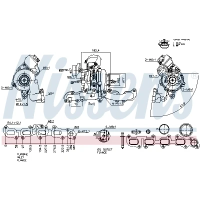 Immagine di NISSENS 93547 Turbina Turbocompressore a gas scarico pneumatico con collettore AUDI: A4 B8 Avant, B9 Q5