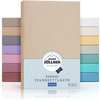 Immagine di Julius Zöllner 8320147250 Lenzuolo con angoli elasticizzati in jersey per lettino, misure 60 x 120 cm / 70 140 cm, colore: Sabbia