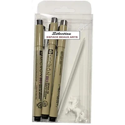 Immagine di Pigma Micron Fineliner, 3 pezzi,Pigma Sakura pennarellini a punta fine, base di pigmenti, 0,03 mm, colore: nero