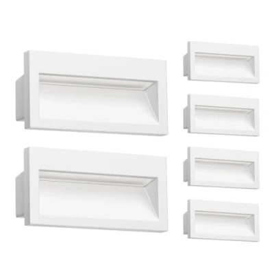 Immagine di ledscom.de 6 LED da incasso a parete NOLA, downlight per esterni, IP54 opaco, 140 x 70 mm, bianco caldo