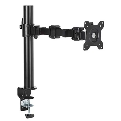 Immagine di Amazon Basics Supporto per Singolo monitor, con montaggio a scrivania, braccio regolabile in altezza, acciaio, Nero