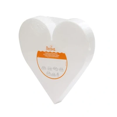 Immagine di Decora 0174031 Basi a forma di cuore in polistirolo ideali per esercitazioni e realizzare torte piani dall&#039;aspetto perfetto, Dim. 40 X H 7,5 CM