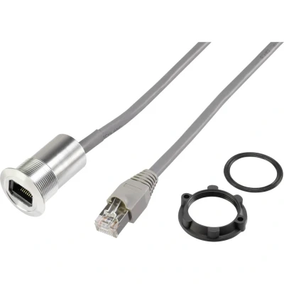 Immagine di TRU COMPONENTS Presa da incasso RJ45, lunghezza cavo 1,50 m RJ45 03 Presa, Spina dritta Argento 1 pz.