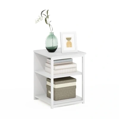 Immagine di Furinno Camnus Tavolo, tavolino Laterale, Comodino, Legno ingegnerizzato, Bianco, 38.6(W) x 51.1(H) 39.9(D) cm