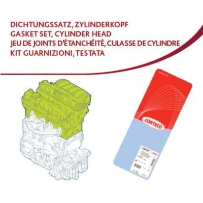 Immagine di CORTECO 417627P Kit guarnizioni, Testata con paraolio albero a camme, guarnizione testata, tenuta stelo valvola