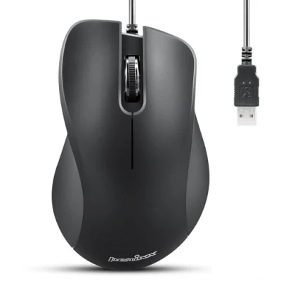 Immagine di Perixx PERIMICE 221U Mouse USB ergonomico a filo Ottico con 1200 DPI Cavo da 1,5 metri Nero…
