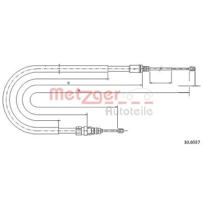 Immagine di METZGER 10.6037 Cavo Freno posteriore Sx, Dx, Sx 1910/1105 COFLE PEUGEOT: 207 Hatchback, CC, 208 I Hatchback