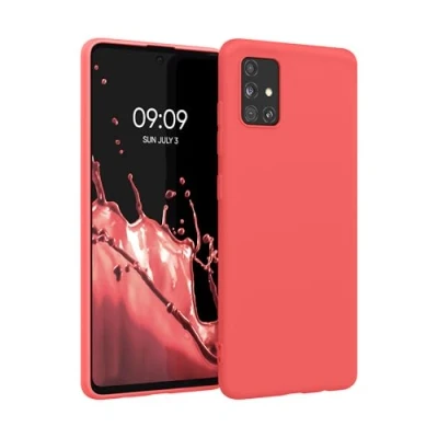 Immagine di kwmobile Custodia Compatibile con Samsung Galaxy A51 Cover Back Case per Smartphone in Silicone TPU Protezione Gommata corallo fluorescente