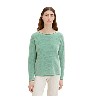 Immagine di TOM TAILOR Le signore Maglione lavorato a maglia con struttura 1033125, 31311 Green Bubble Structure, 3XL