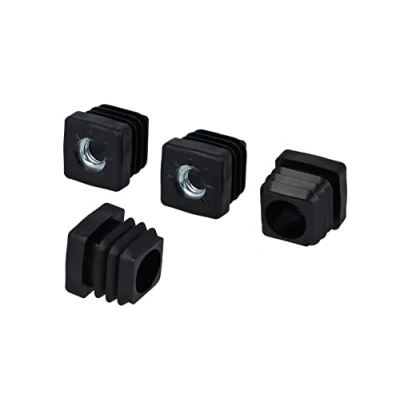 Immagine di GleitGut 4 tappi filettati per tubo quadrato M8 e M10, connettori quadrati in plastica nera (20 x 20 mm M8)
