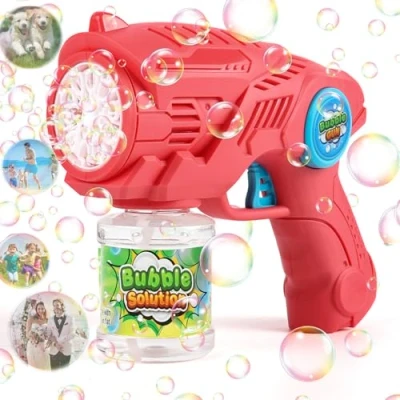 Immagine di ZWOOS Sparabolle Di sapone Automatico per Bambini, Pistola Spara Bolle Ricaricabile con 110ml Soluzione Bolle, Macchina Nozze/Compleanno/Festa(Rosa)