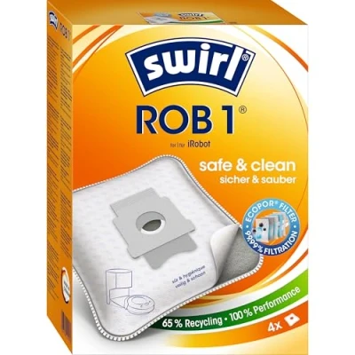 Immagine di Swirl ROB 1 MicroPor Plus Sacchetti per aspirapolvere iRobot Clean Base di aspirazione, filtro anti allergeni, elevata potenza confezione da 4