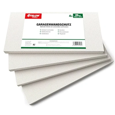 Immagine di ATHLON TOOLS 4x MaxProtect Protettore per pareti di garage, 40 x 20 2,0 cm ciascuno, porte auto, autoadesivo, impermeabile (Bianco)