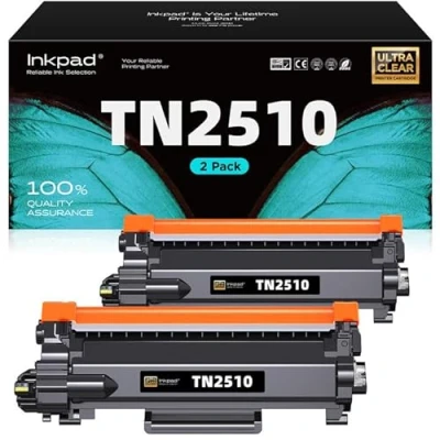 Immagine di iNKPAD TN 2510 Cartucce di Toner Compatibili per Brother TN2510 TN2510XL HL L2400DW L2445DW DCP L2620DW L2665DW MFC L2835DW L2800DW L2860DW Stampante Laser (2 NERO,1200 pagine)