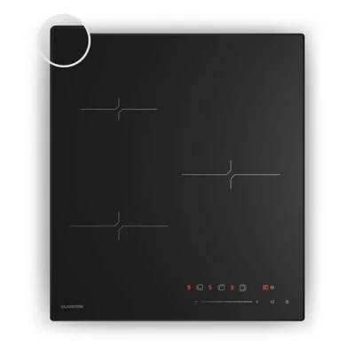 Immagine di Klarstein Velaire Piano Induzione 45cm 3 Zone, 5500W, Cursore Touch, Timer, Blocco Bambini, Calore Residuo, Vetro Nero, Piastra Compatta per Cucina Moderna