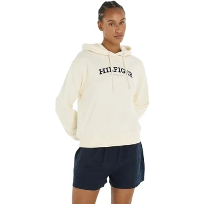Immagine di Tommy Hilfiger Felpa Donna con Cappuccio, Bianco (Calico), S