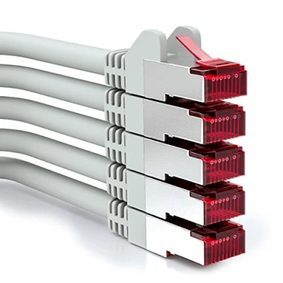 Immagine di deleyCON 5x 0,25m Cavo Patch CAT6 PIMF S/FTP Schermatura CAT 6 RJ45 di Rete Ethernet LAN DSL Interruttore Router Modem Punto Accesso Grigio