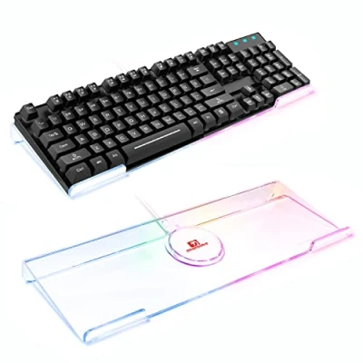 Immagine di MAMBASNAKE Supporto per Tastiera del Computer in Acrilico Ergonomic Keyboard Holder Riser 90% 100% da Gioco, 366 RGB Retroilluminato, Inclinato Vassoio Gaming &amp; Typing