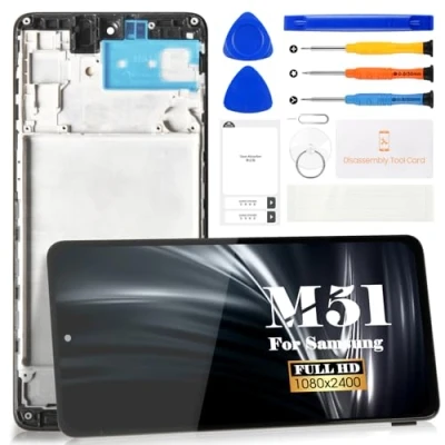 Immagine di Display LCD OLED per Samsung Galaxy M51 Sostituzione dello schermo Touch M515 Kit di riparazione digitalizzatore (nero, con cornice)