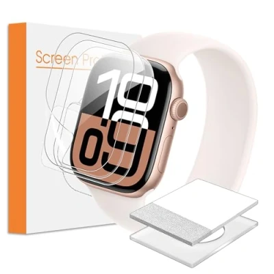 Immagine di FDHYFGDY 3 Pezzi pellicole protettive per Apple Watch Series 10 46mm, TPU flessibile, iwatch Proteggi schermo da senza bolle, pellicola display trasparente HD morbida, copertura completa