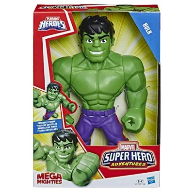 Immagine di Hasbro Playskool Heroes Hulk Marvel Super Hero Adventures Mega Mighties, action figure da 25 cm, Multicolore, E4149ES0