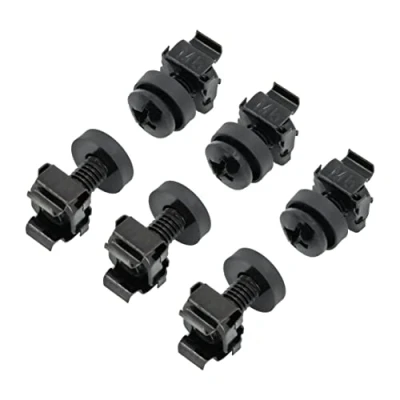 Immagine di BIGtec, set di montaggio con dadi in gabbia M6 per armadi, rack, distributori rete da 25,4 cm e 48,26 20&#039;er Pack schwarz