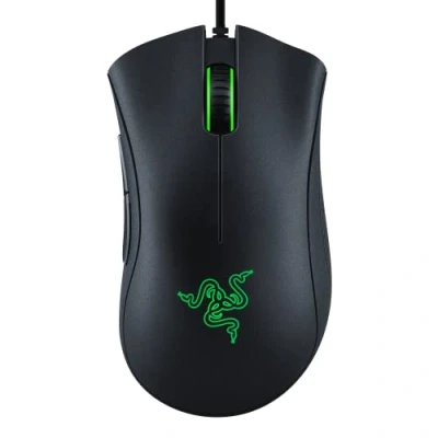 Immagine di Razer Mouse ottico da gioco DeathAdder Essential, 6400 DPI, 5 tasti programmabili, interruttori meccanici, impugnature laterali gommate, colore nero classico