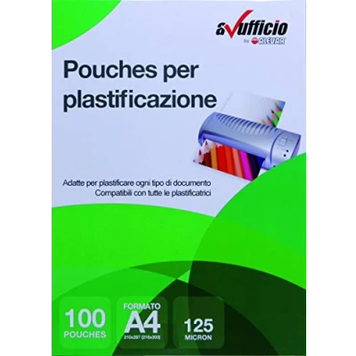 Immagine di Alevar Pouches per Plastificazione, Formato A4, Spessore 250 micron (2 x 125 micron), Confezione da 100 Pezzi