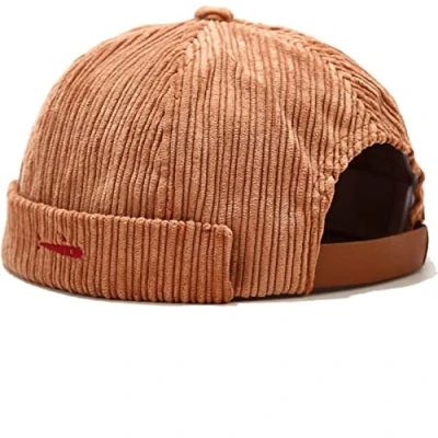 Immagine di Faringoto Skullies &amp; Berretti Docker Hat Uomini Trawler Pescatore Beanie Brimless Cap Rolled Cuff Retro Sailor Cap, Cammello, Taglia unica