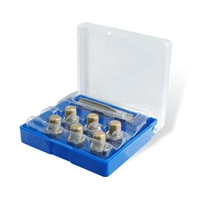 Immagine di CCLIFE 13Pezzi Kit Riparazione filettature M13 x 1,5 mm Coppa Olio per Filettatura Auto, Tappo di Scarico dell’Olio