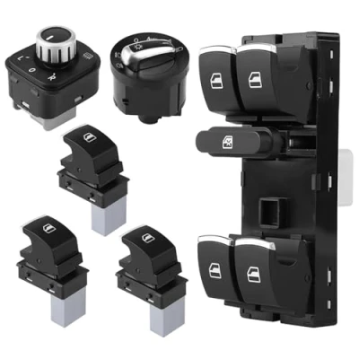 Immagine di Merautop Sj 6 pezzi Set Interruttore alzacristalli elettrico specchietto di ricambio per Golf 5 Passat b6 b7 Mk6 Accessori auto Codice articolo 5Nd959857