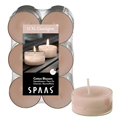Immagine di Spaas 12 maxi candele profumate in tazza trasparente trasparente, 8 ore, cotone