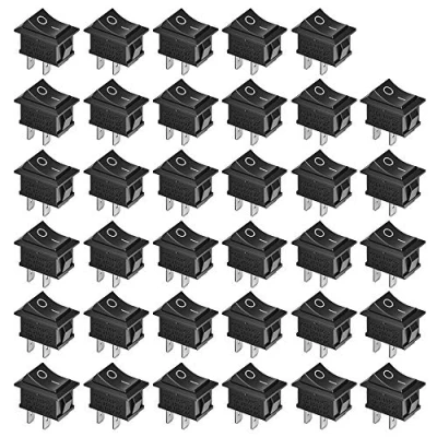 Immagine di GTIWUNG 35Pcs Mini Interruttore a Bilanciere 2 Pin SPST Barca,Interruttore Dondolo,Auto Interrutore Quadrato Per Auto Barca,Elettrodomestici 10A/125V, 6A/250V, Nero