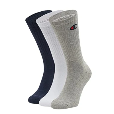 Immagine di Champion Core 3PP Crew Calzini, Unisex Adulto, Blu (Marino)/Bianco/Grigio (Melange Chiaro), 43 46 EU