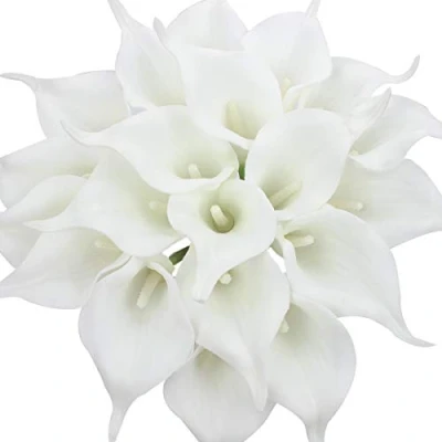 Immagine di 20Pcs Calla Fiore Artificiale Sposa Latice Vero Tocco Famiglia Partito Matrimonio Decorazione