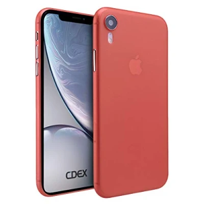 Immagine di doupi UltraSlim Custodia per iPhone XR (iPhone 10r) 6,1 Pollici, Satinato fine Piuma Facile Mat Semi Trasparente Cover, Rosso