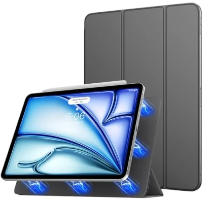 Immagine di TiMOVO Cover per iPad Air 11 Pollici M2 2024, Custodia 6a/5a/4a Generazione (2024/2022/2020), con Supporto Trifold Magnetico, Supporta Apple Pencil Pro/2a/USB C, Grigio
