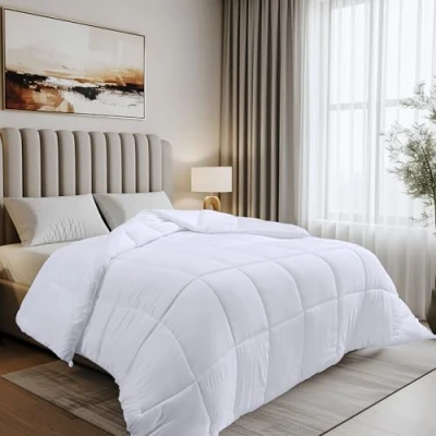 Immagine di Utopia Bedding Invernale Piumone Piumino Matrimoniale Letto Trapunta 100% Microfibra in Fibra Cava (Bianco, 230 x 220 cm 350 gsm)